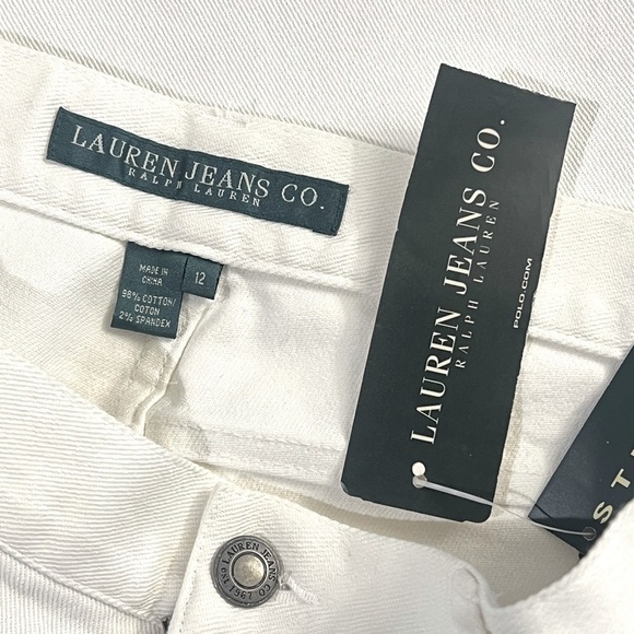 RALPH LAUREN Sevilla Cropped White Scalloped Hem Floral Embroidered Jean Size 12 - Picture 8 of 12